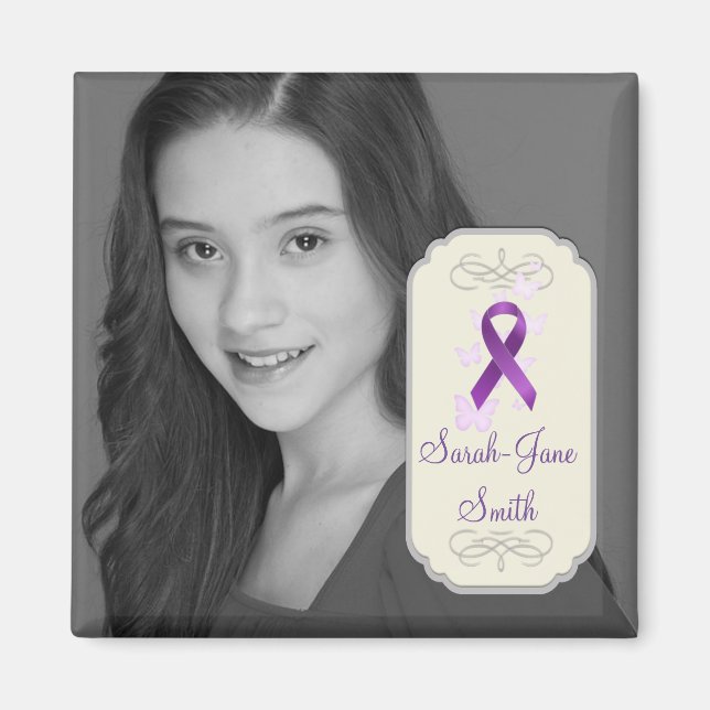 Lila Awareness Ribbon Photo Keepsak Magnet (Framsidan)