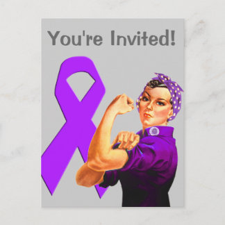 Lila Awareness Ribbon Rosie Riveter Inbjudan Vykort