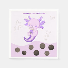 Lila Axolotl Bubble Mjölk Boba Tea Birthday Pappersservett