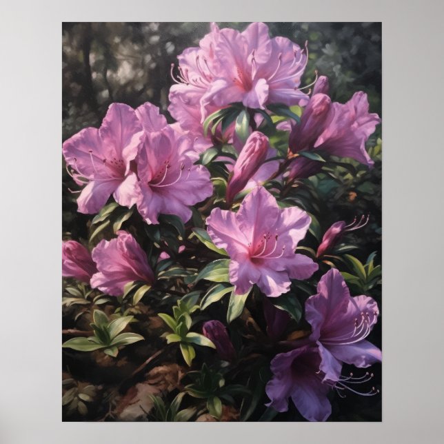 Lila Azalea Flowers Art Print Poster (Framsidan)