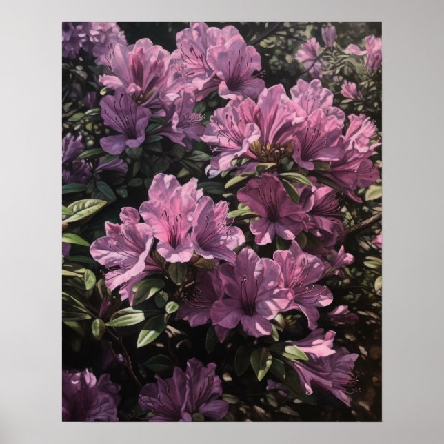 Lila Azalea Flowers Art Print Poster (Framsidan)