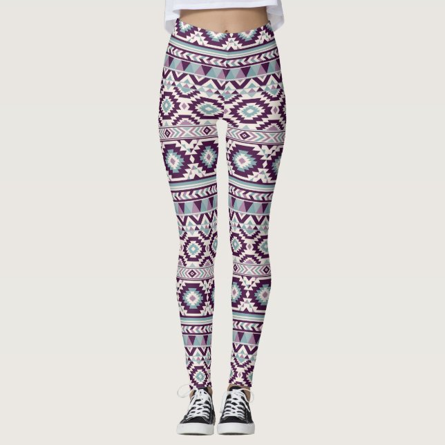 Lila Aztec Blend Kvinnors benägenhet Leggings (Framsida)