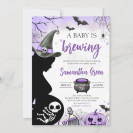 Lila Baby brinner Halloween Baby Shower Inbjudningar