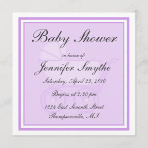 Lila Baby Carriage Baby Shower Inbjudningar