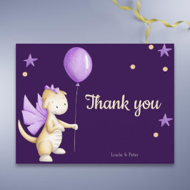 Lila Baby Dragon Tack Girl Baby Shower Vykort