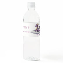 Lila Baby Drak Vattenflaska Etiketter - Whimsical