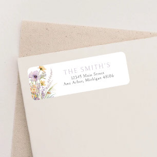 Lila Baby i Blommigt i bloom Returadress i Shower Etikett