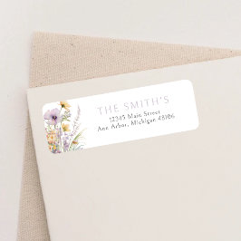 Lila Baby i Blommigt i bloom Returadress i Shower Returadress Etikett