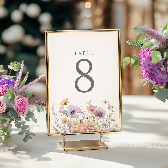 Lila Baby i Bloom Blommigt Wildblomma Baby Shower Bordsnummer (Skapare uppladdad)