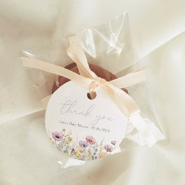 Lila Baby i Bloom Blommigt Wildblomma Baby Shower Gåvor Etiketter