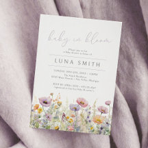 Lila Baby i Bloom Blommigt Wildblomma Baby Shower