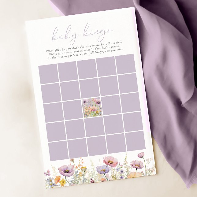 Lila Baby i Bloom Wildblomma Baby Bingo-spel (Skapare uppladdad)