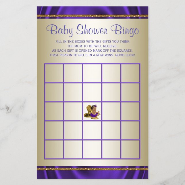 Lila Baby Shower Bingo Girl Baby Shower Games (Framsida)