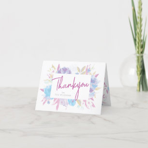 Lila Baby Shower Blommigt Watercolor Tack Kort
