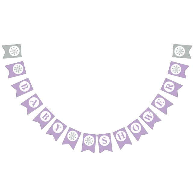 Lila Baby Shower Bunting Flaggor - Girl Baby Showe (Alla)
