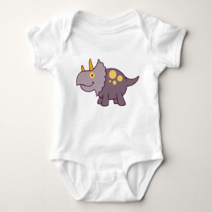 Lila Baby Triceratops Dinosaur Baby One-Biet T Shirt