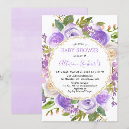 Lila, babydusch, blommigt lavender lilac inbjudningar