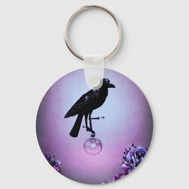 Lila Background Raven Nyckelring (Framsida)