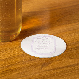 Lila båge vattenfärg bröllopsfest underlägg papper rund