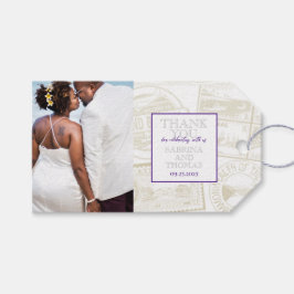 Lila Bahamas Bröllop Photo Presentetikett