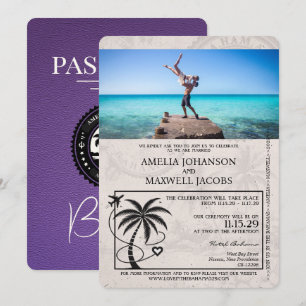 Lila Bahamas-inbjudan till passbröllop Inbjudningar