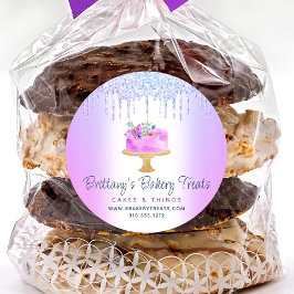 Lila Bakery Cake Glitter driver bakverk Dessert Runt Klistermärke