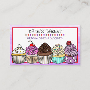 Lila Bakery Cute Whimsical Muffinss Visitkort