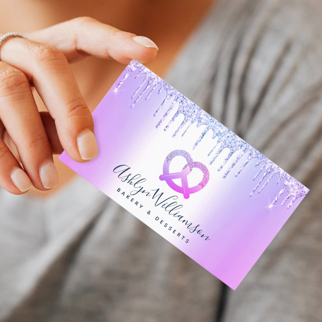 Lila Bakery Pastry Chef Catering Glitter Drives Visitkort (Skapare uppladdad)