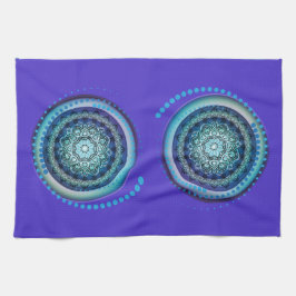 Lila Bakgrundsblått Grönt Medallion Towel Kökshandduk