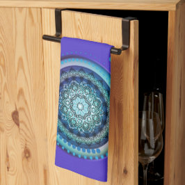 Lila Bakgrundsblått Grönt Medallion Towel Kökshandduk