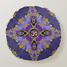 Lila Balance OM Mandala Andlig Yoga Rund Kudde