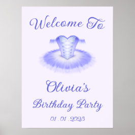 Lila Ballet Birthday Tutu Välkomstskylt Poster