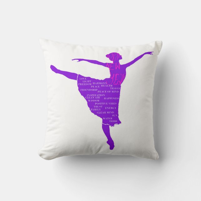 Lila Ballet Dancer New Year Önskemål Cushion Kudde (Framsida)