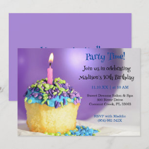 Lila Ballonblåkaka, födelsedagsinbjudan Inbjudningar