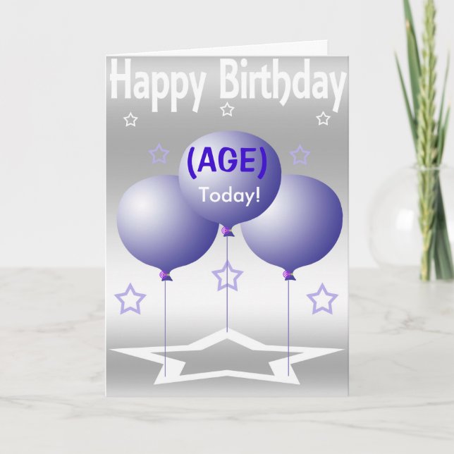 Lila ballonger och stjärnor kort (Framsida)