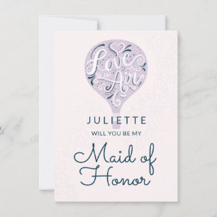 Lila Balloon Be My Maid of honor Frieri Card