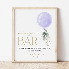 Lila Balloon, Eucalyptus, Greenery, Momosa Pub Poster