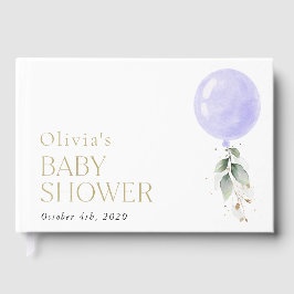 Lila Balloon, eukalyptus, Greenery, Baby Shower Gästböcker