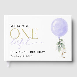 Lila Balloon, Greenery, Foliage, första födelsedag Gästböcker