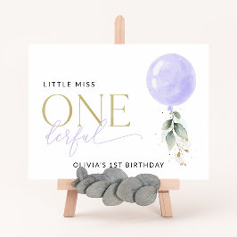 Lila Balloon, Greenery, första födelsedag Välkomna Poster