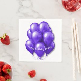Lila Balloons Födelsedagsfest Napkins Pappersservett