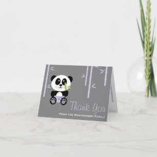 Lila Bamboo Panda Diaper Baby Shower Tack Kort
