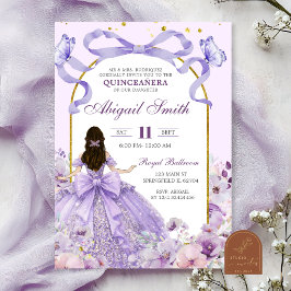 Lila band coquette Quinceanera-inbjudan Inbjudningar