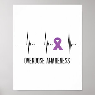 Lila band hjärtslag Ekg Puls Overdos Medvetenhet Poster