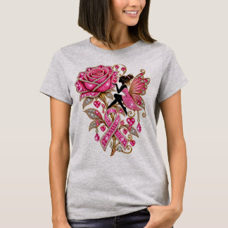 Lila band rosa bröstcancer T-shirt