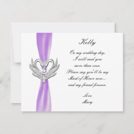 Lila band silver svanar brudtärna kort