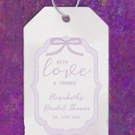 Lila band vattenfärg bröllopsfest presentetikett