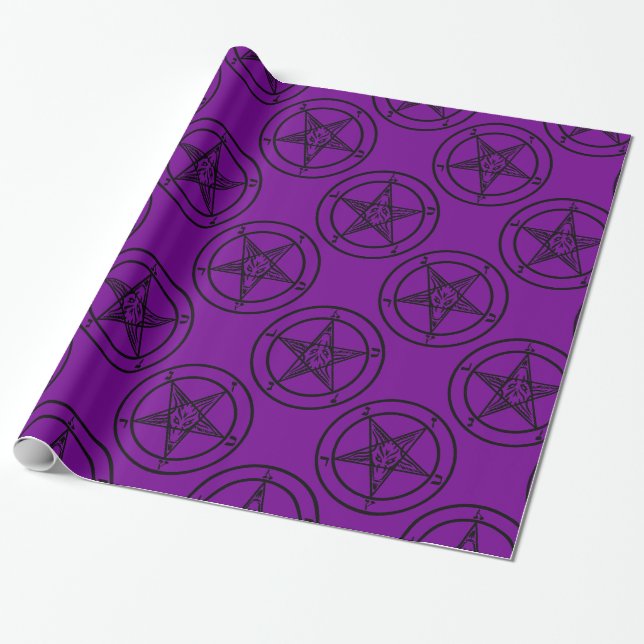 lila baphomet pentagram halloween presentpapper (Utrullad)