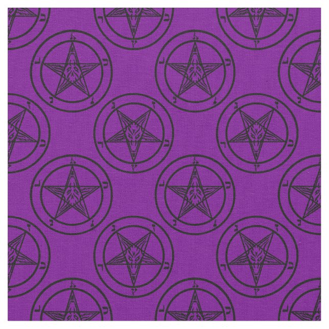 lila baphomet pentagram halloween tyg (Närbild)