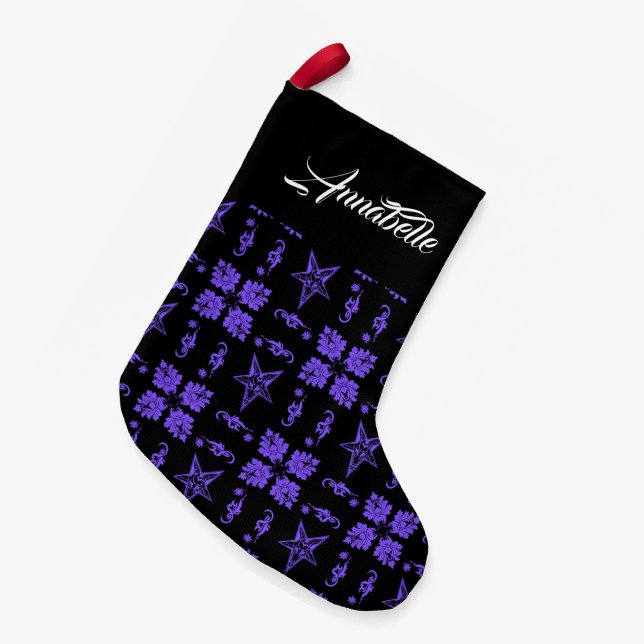 Lila Baphomet Stars Gothic Jul Stocking Liten Julstrumpa (Framsidan (Hängande))